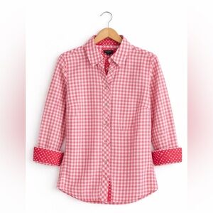 Gingham Button Down Pink Talbots Modern Classic Shirt  Small Petite